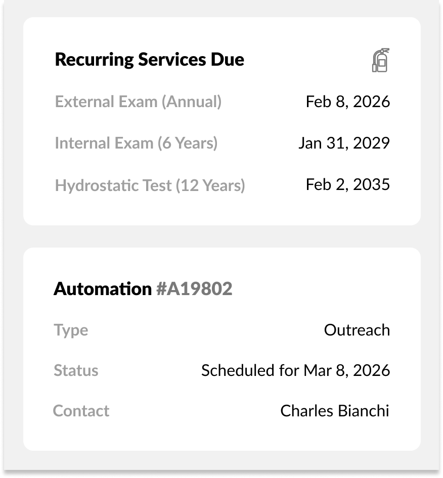 Screenshot of Essential's Recurring Service and Automation cards