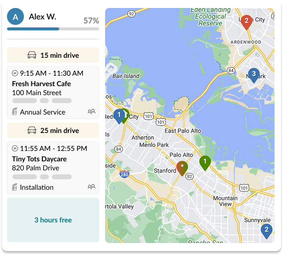 Screenshot of the smart scheduling module in Essential for fire protection businesses